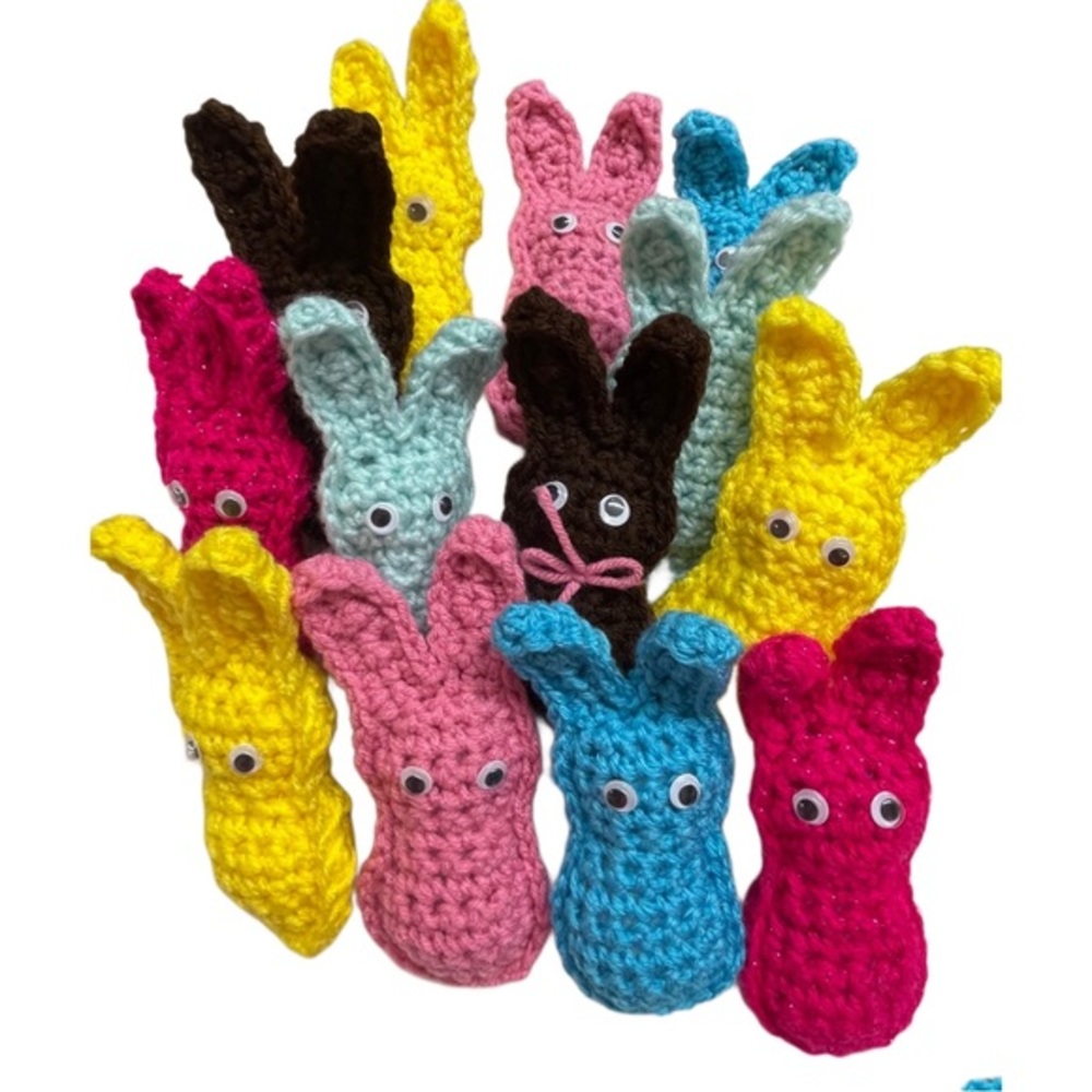 Set of 4 handmade crochet bunny stuffies 4” tall